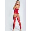 Nevamel® Kadın Kırmızı Yumuşak İp dokulu File Seksi Fantezi Vücut Çorabı