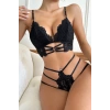 Nevamel® Kadın Siyah Dantel Cut-Out Detaylı Şık Sütyen ve Külot Takımı H110285