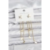Nevamel® Kelebek Model Gold Renk Pirinç Sallantılı Kadın Küpe 5886