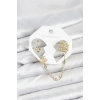 Nevamel® Kiraz Model Pirinç Gold Renk Zincir Bağlantılı Ear Cuff Küpe Seti 5886