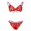 Nevamel® Kırmızı Dantelli Fantazi Sütyen ve G-String Takım TM2048