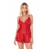 Nevamel® Kırmızı Saten Babydoll Şort Takımı
