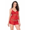 Nevamel® Kırmızı Saten Babydoll Şort Takımı