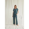 Nevamel® Kısa Kollu V Yakalı Dantelli Pijama Takımı