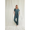 Nevamel® Kısa Kollu V Yakalı Dantelli Pijama Takımı