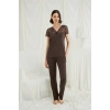 Nevamel® Kısa Kollu Ve Dantelli V Yaka Pijama Takımı