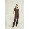Nevamel® Kısa Kollu Ve Dantelli V Yaka Pijama Takımı