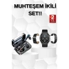 Nevamel® Kulak İçi Kablosuz Bluetooth Kulaklık ve NFC ve GPS Özellikli Akıllı Saat Alarm ve Titreşim