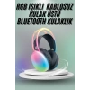 Nevamel Kulak Üstü Kablosuz Bluetooth Kulaklık Unısex Renkli Işıklı Kulaklık