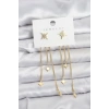 Nevamel® Kutup Yıldızı Model Gold Renk Pirinç Sallantılı Kadın Küpe 5886