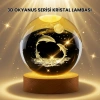 Nevamel® Lazer İşlemeli Yunus Kristal Küre Sıcak Işıklı Ahşap Standlı