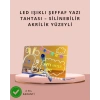 Nevamel LED Işıklı Şeffaf Yazı Tahtası – Neon Etkili Akrilik Pano Silinebilir 7 Renkli Kalemli 30x20 cm