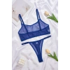 Nevamel® Mavi Transparan Tül Bralet Tanga İç Giyim Takımı TM1389