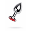 Nevamel® Metal Anal Plug, Metal, Gümüş, Kırmızı Kristalli, 8 Cm, Ø 3,4 Cm, 85 G