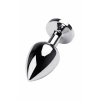 Nevamel® Metal Anal Plug, Metal, Gümüş, Kırmızı Kristalli, 8 Cm, Ø 3,4 Cm, 85 G
