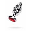 Nevamel® Metal Anal Plug, Metal, Gümüş, Kırmızı Kristalli, 8 Cm, Ø 3,5 Cm, 95 G