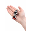 Nevamel® Metal Anal Plug, Metal, Gümüş, Kırmızı Kristalli, 8 Cm, Ø 3,5 Cm, 95 G