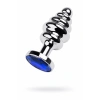 Nevamel® Metal Anal Plug, Metal, Gümüş, Mavi Kristalli, 7,2 Cm, Ø 4 Cm, 130 G (Kod:130)