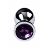 Nevamel® Metal Anal Plug, Metal, Gümüş, Mor Kristalli, 8 Cm, Ø 3,4 Cm, 85 G