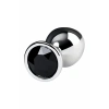 Nevamel® Metal Anal Plug, Metal, Gümüş, Siyah Kristalli, 8,1 Cm, Ø 3,4 Cm