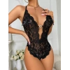 Nevamel® Metal Kalp Aksesuarlı Fantezi Dantelli Siyah Body