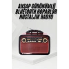 Nevamel Nostalji Radyo Bluetooth Hoparlör USB-SD Kart Giriş Led Fener Işıklı Bataryalı Pilli
