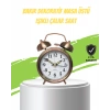Nevamel® Nostaljik Bronz Metal Alarmlı Masa Saati Büyük Boy Dekoratif ve Şık Tasarım