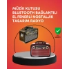 Nevamel Nostaljik Radyo Görünümlü Bluetooth Hoparlör – FM/AM Yayın Kablosuz Bağlantı Şarj Edilebilir