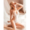 Nevamel® Özel Bölgesi Açık Göğüs Detaylı Beyaz Fantezi Body