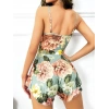 Nevamel® Özel Tasarım Çiçek Desenli İnce Askılı Dantel İşlemeli Göğüs Dekolteli Mini Şortlu Babydoll