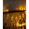 Nevamel® Pilli Ramazan Işıkları Altın Renk Fener Figürlü LED Süsleme