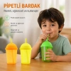 Nevamel® Pipetli Bardak - 450 ml - Şeffaf Renkli - Plastik