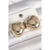 Nevamel® Pirinç Gold Renk Bombe Kalp Model Kadın Küpe 5886