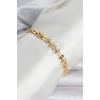 Nevamel® Pirinç Gold Renk Kare Zincir Model Zirkon Taşlı Kadın Bileklik 5886