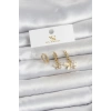 Nevamel® Pirinç Gold Renk Kelebek Model 3lü Kadın Küpe 5886