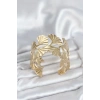 Nevamel® Pirinç Gold Renk Levha Yelpaze Model Kadın Bileklik 5886