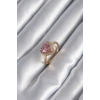Nevamel® Pirinç Gold Renk Pembe Zirkon Taş Kalp Charm Model Kadın Yüzük 5886