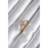 Nevamel® Pirinç Gold Renk Pembe Zirkon Taş Kalp Charm Model Kadın Yüzük 5886