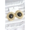 Nevamel® Pirinç Gold Renk Siyah Boncuklu Vintage Kadın Küpe 5886