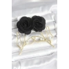 Nevamel® Pirinç Gold Renk Siyah Gül Model Kadın Küpe 5886
