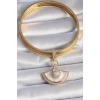 Nevamel® Pirinç Gold Renk Zirkon Taş Detaylı Beyaz Mineli Ajda Charm 5886