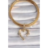 Nevamel® Pirinç Gold Renk Zirkon Taş Detaylı Kalp Figür Ajda Charm 5886