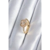 Nevamel® Pirinç Gold Renk Zirkon Taşlı Kalp Charm Model Kadın Yüzük 5886