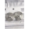 Nevamel® Pirinç Gümüş Renk Kalp İşlemeli Daire Plaka Model Kadın Küpe 5886