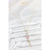 Nevamel® Pirinç Zincir Pembe Gold Renk Zirkon Taşlı Y Kolye 5886
