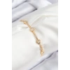 Nevamel® Pirinç Zirkon Taşlı Daire Model Gold Renk Asansörlü Kadın Bileklik 5886