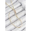 Nevamel® Pirinç Zirkon Taşlı Ezme Zincirli Model Gold Renk Y Kolye 5886