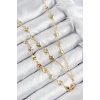 Nevamel® Pirinç Zirkon Taşlı Kalp Model Gold Renk Y Kolye 5886