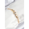 Nevamel® Pirinç Zirkon Taşlı Sıralı Daire Model Gold Renk Asansörlü Kadın Bileklik 5886