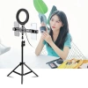 Nevamel PULUZ 1.1M Çift Telefon tutucu 6.2CM Led Işık Stand YoutuberCanlı Yayın Selfie TikTok Makeup-(5775)